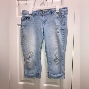 L.e.i. Pants Blue Denim Jean Ashley Crop Capri Size 13